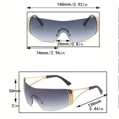 Rhinestone Decor Gradient Rimless Sunglasses UV400
