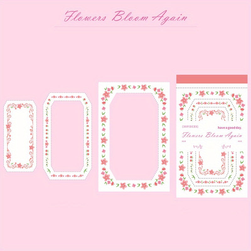 30pcs Flower Rebirth Plant Border Memo Pad DIY Decoration Material