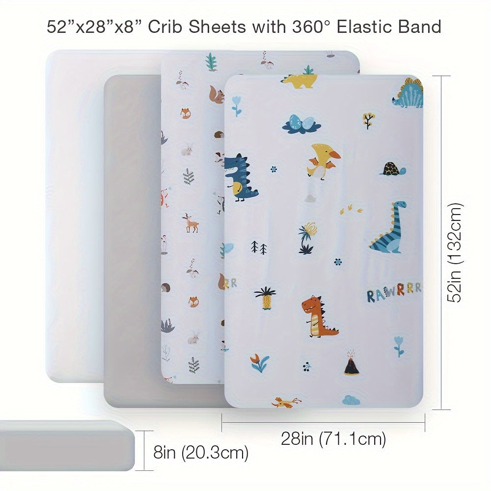 BEEWEED 4-Piece Microfiber Crib Sheets for Boys and Girls