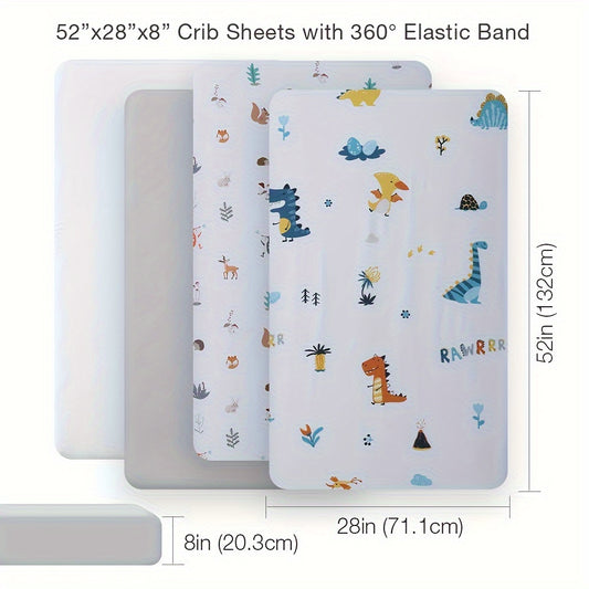 BEEWEED 4-Piece Microfiber Crib Sheets for Boys and Girls