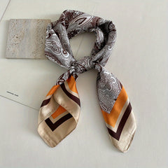 Flower Paisley Print Bandana Square Scarf Satin Neckerchief
