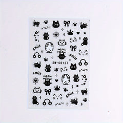 Cartoon Cat Nail Art Stickers Self Adhesive Nail Decals for Nail Decoration