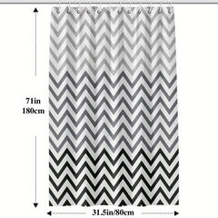 Wavy Plastic Shower Curtain with 12 Hooks - Waterproof and Mildew Proof