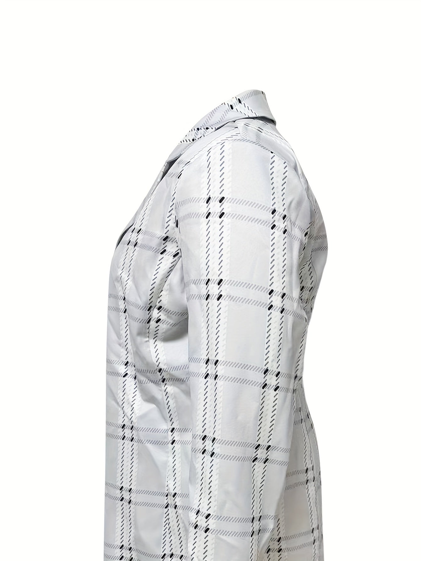  Plaid Print Long Sleeve Blazer