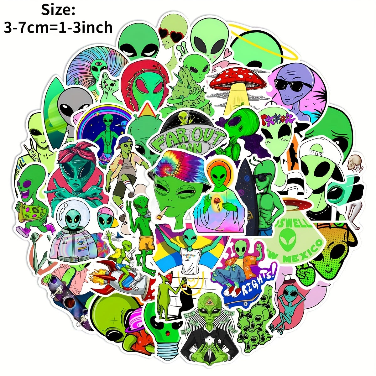 50pcs Aliens Series Doodle Stickers Waterproof DIY Decorative Stickers