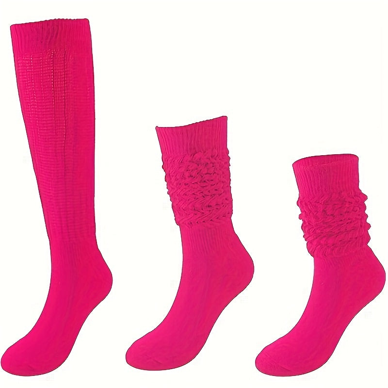 5 Pairs Solid Calf Socks Knee High Women's Stockings Hosiery