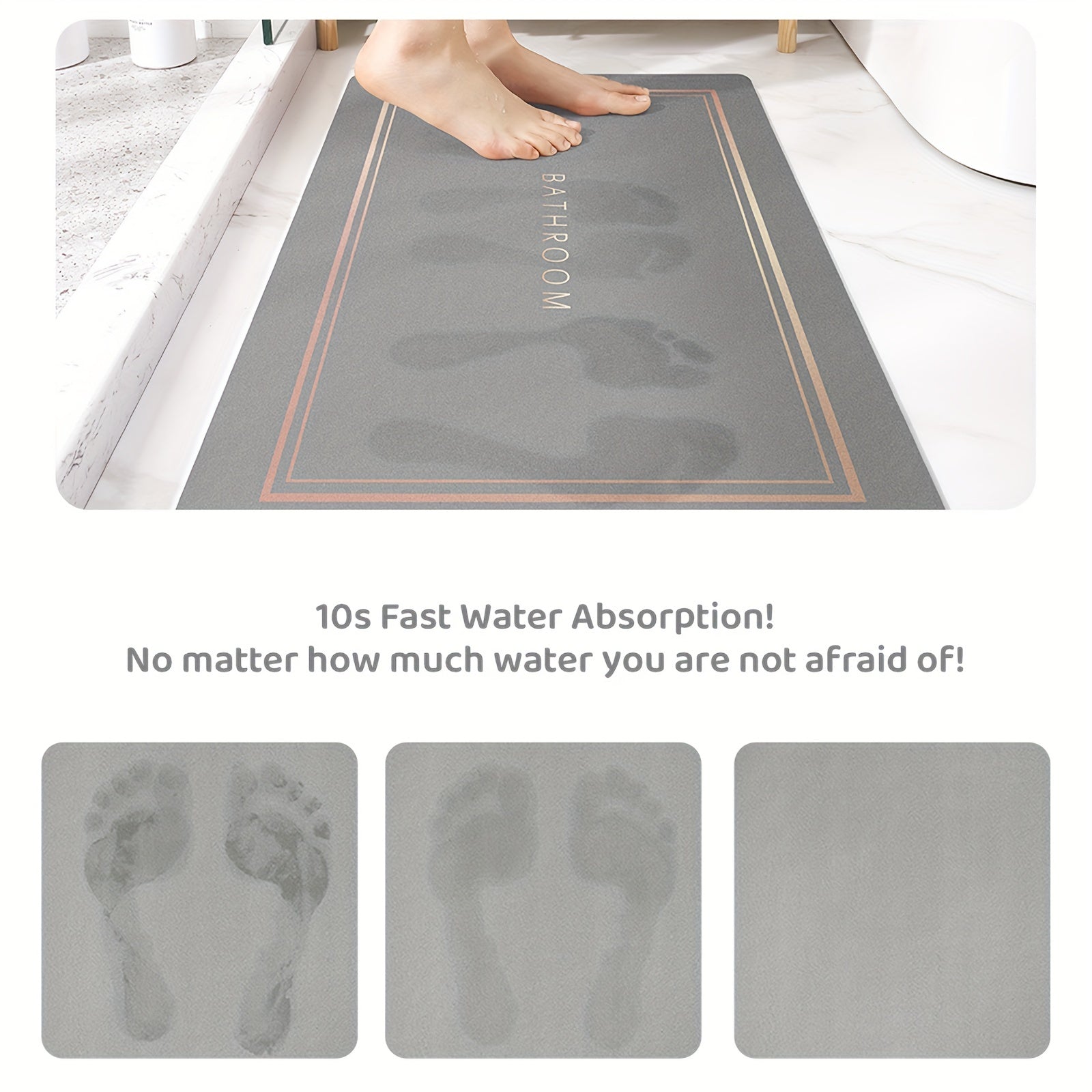 Absorbent Bathroom Floor Mat Quick Drying Non-slip Easy to Clean