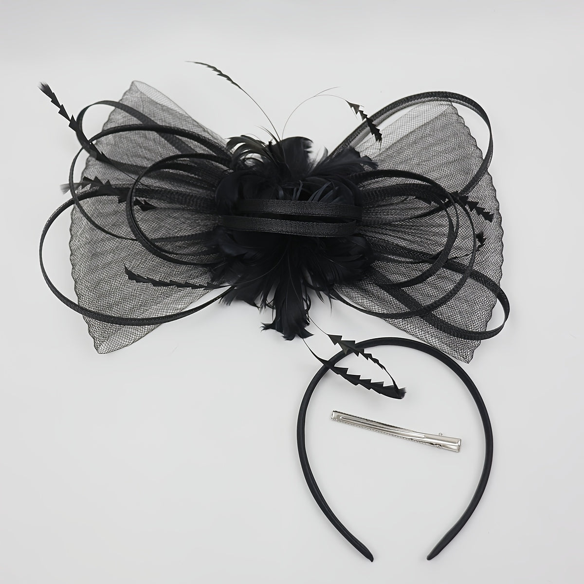 Bohemian Floral Bridal Headpiece with Ribbon Band - Vintage Style Hair Clip