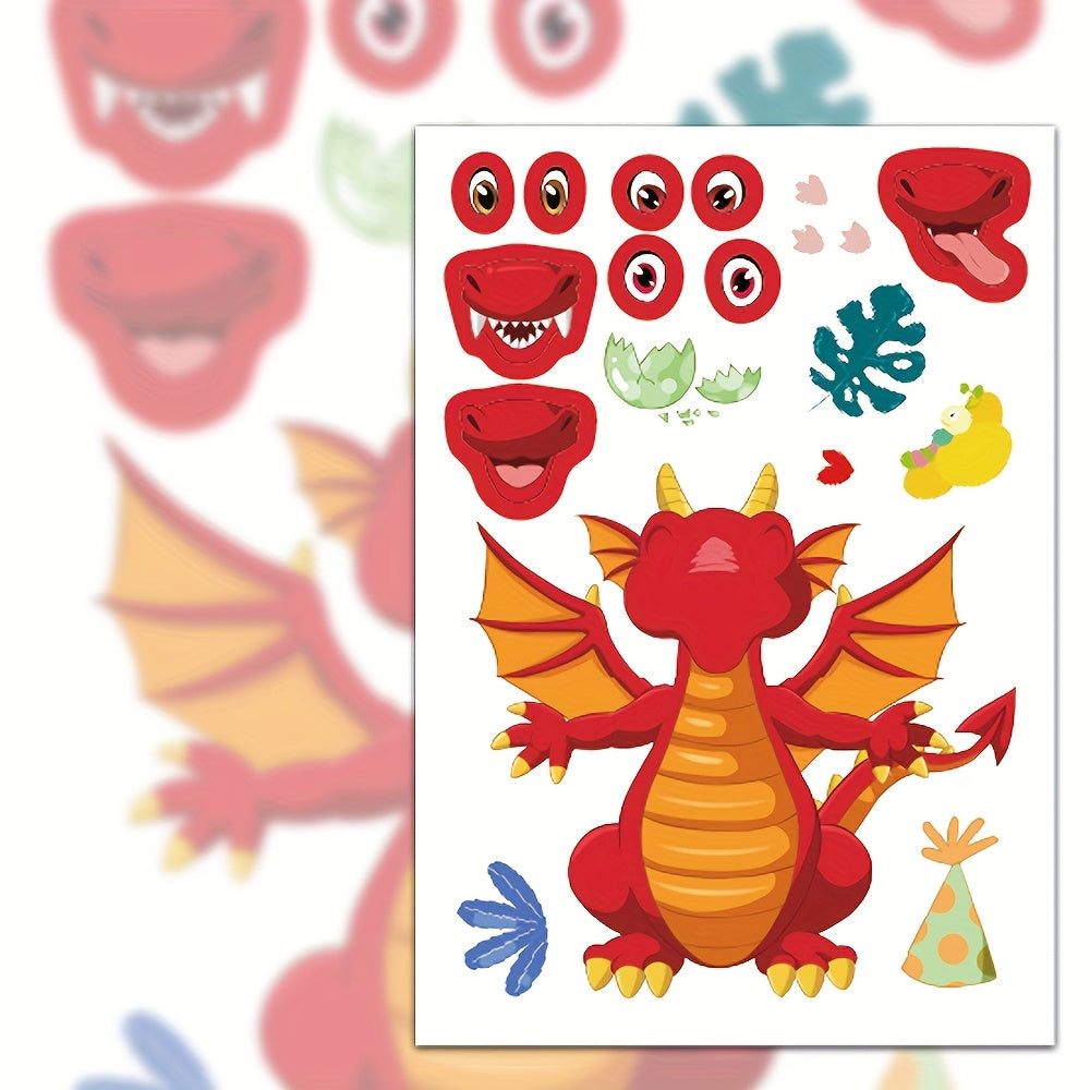 Dragon Face Changing DIY Stickers Set of 8
