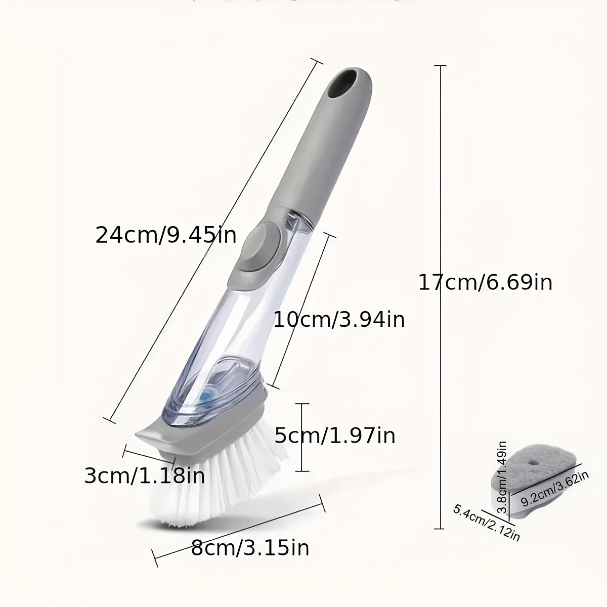 Dish Brush & Sponge Set with Soap Dispenser Handle | Kitchen Scrub Brushes