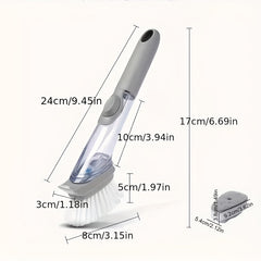 Dish Brush & Sponge Set with Soap Dispenser Handle | Kitchen Scrub Brushes