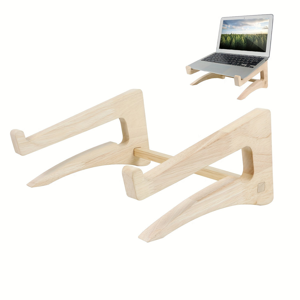 Bamboo Laptop Stand, 35-56cm, Ergonomic Desktop Office Stand