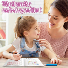 Interactive Word Puzzle Book for Kids Ages 6-12 Animals Food Family