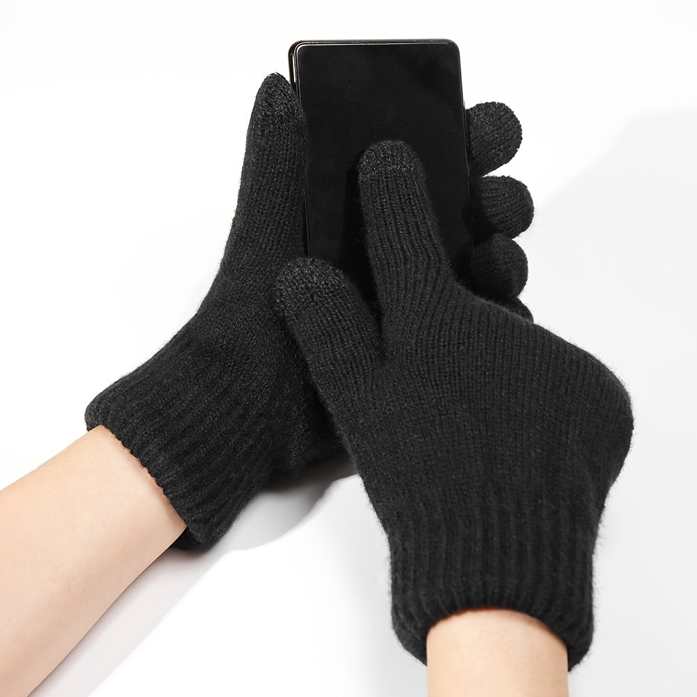 Double Layered Plush Knitted Touch Screen Gloves for Parties & Activities