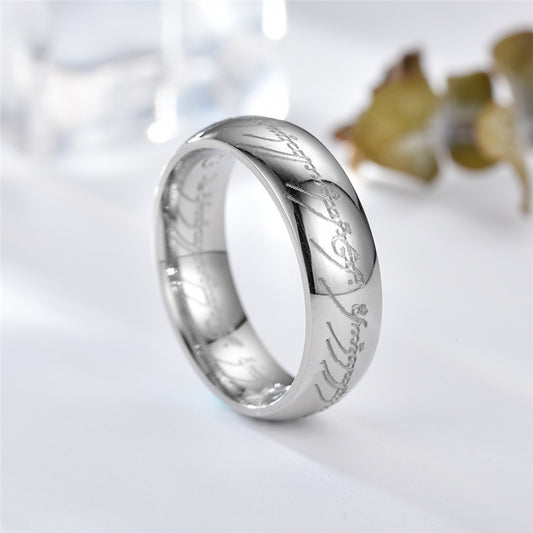 Men's Engraved Stainless Steel Ring Wedding Band
