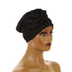 Beaded Turban Cap Headscarf Chemo Cap Elastic Bonnet