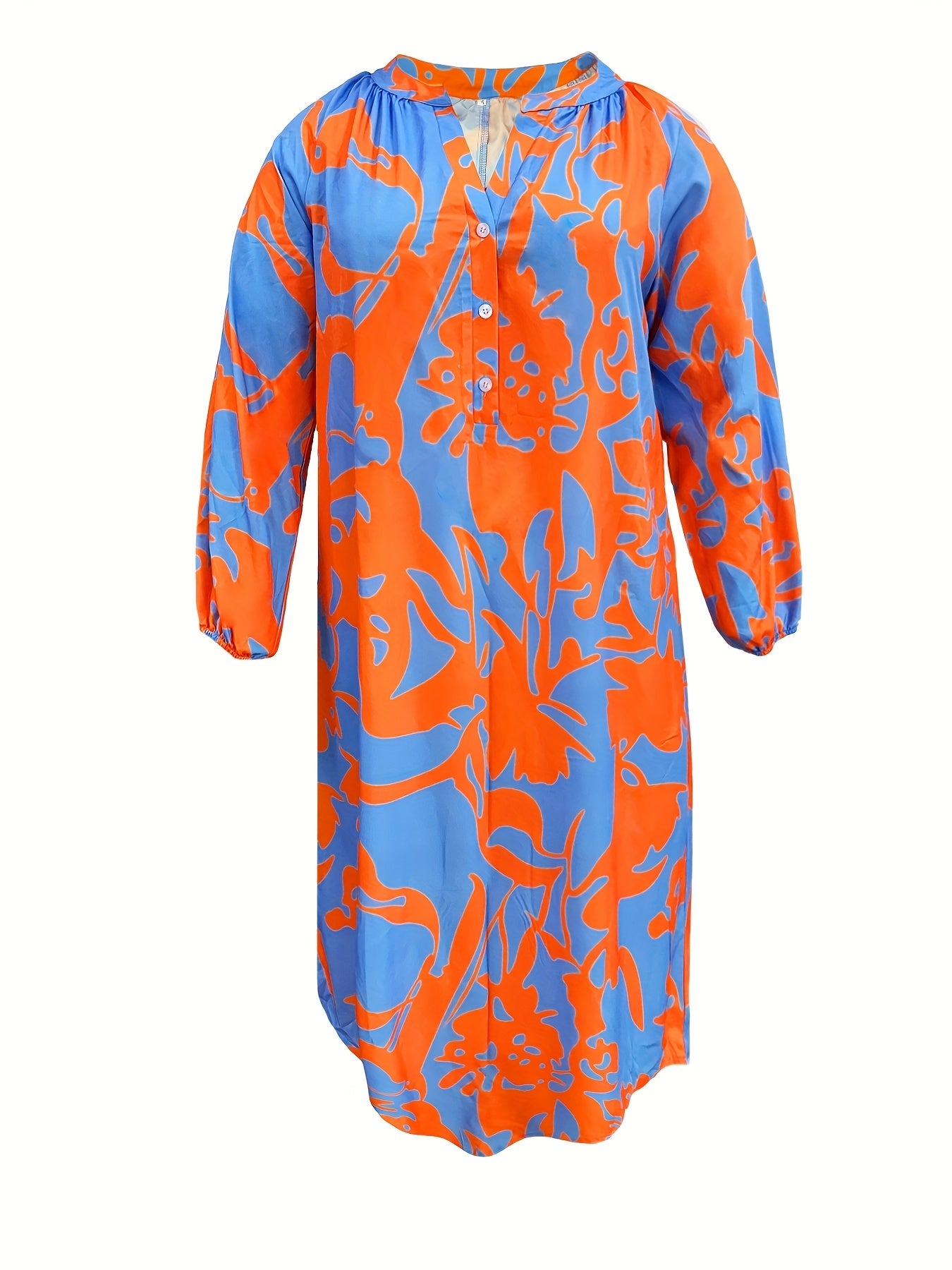  Print Button Up Maxi Dress