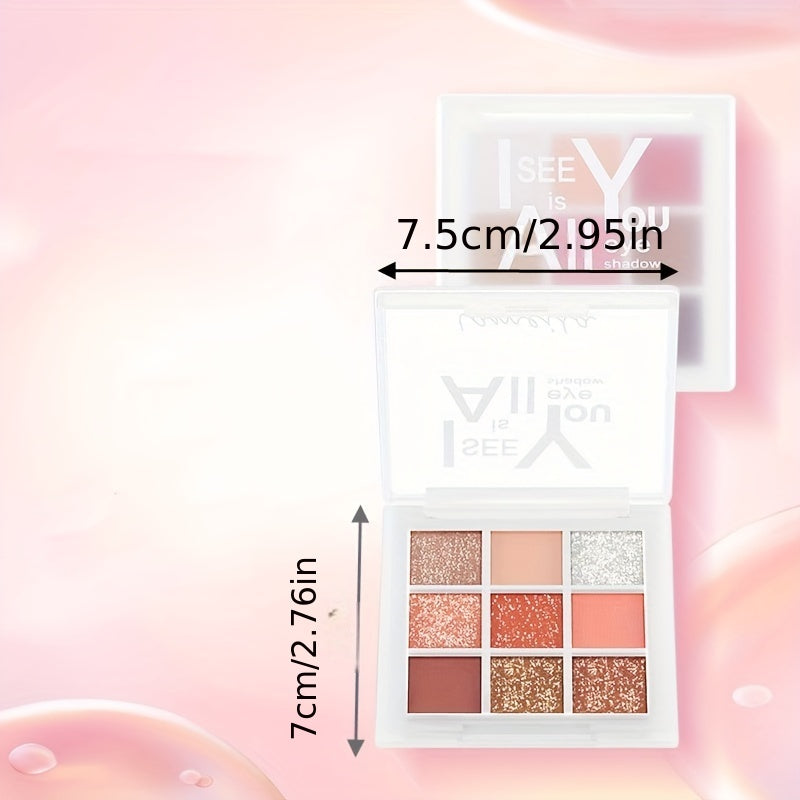9-Color Eyeshadow Palette Brown Tone Portable Cosmetics