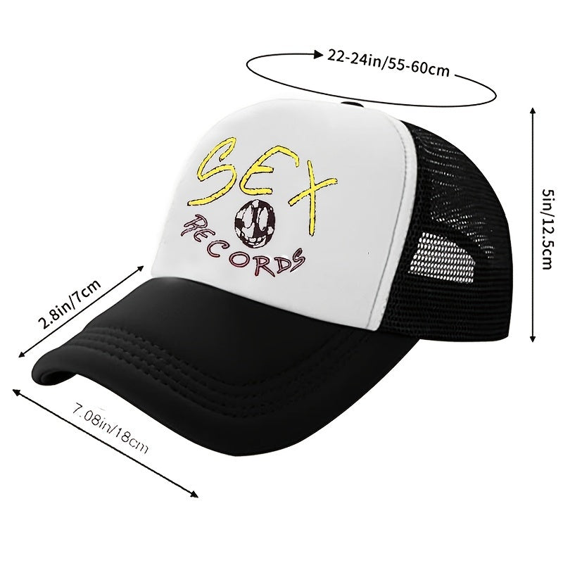 Men's Funny Record Hat Sunshade Mesh Baseball Cap