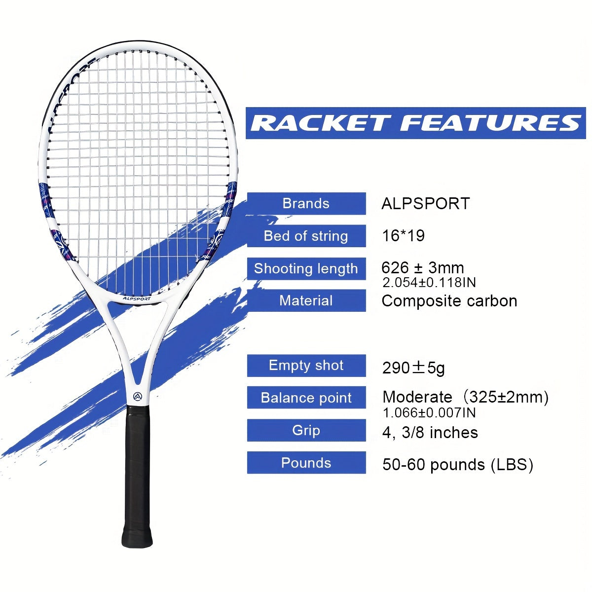 ALP Tennis Racket for Beginners - Carbon Training Racket for Outdoor