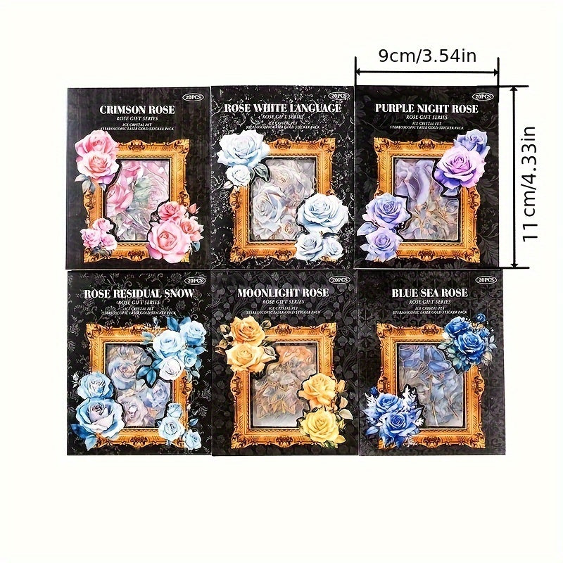 20pcs Rose Flower Gift Series Sticker Pack DIY Decorative Stickers