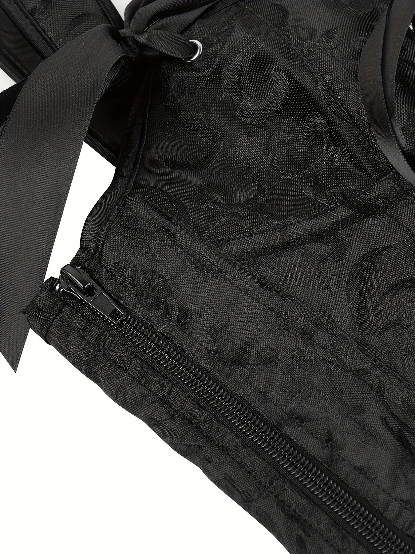 Jacquard Tank Corset Bustier Retro Tummy Control Lace Up Body Shaper