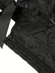 Jacquard Tank Corset Bustier Retro Tummy Control Lace Up Body Shaper