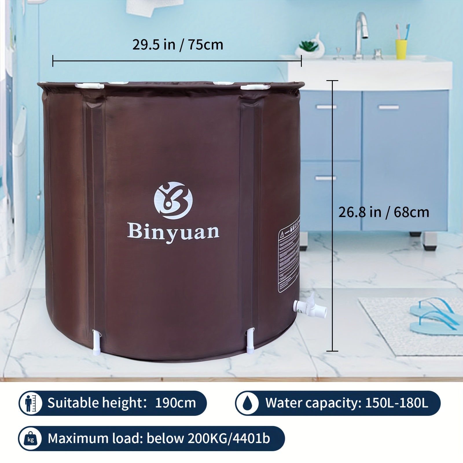 Portable Folding Bathtub For Adults Cold & Hot Water Ice Bath Tub