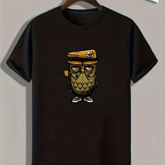 Owl Print Men's Graphic T shirt for Summer