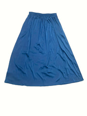  Solid High Waisted Maxi Skirt with Pockets