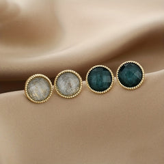 Round Grey Stud Earrings Minimalist Style Alloy Jewelry Versatile Gift