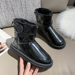 Glitter Faux Leather Plush Lined Snow Boots Fall Winter Warm Snow Shoes