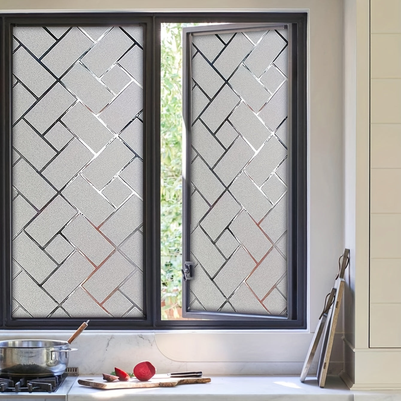 Geometric Electrostatic Glass Window Film Privacy Decor
