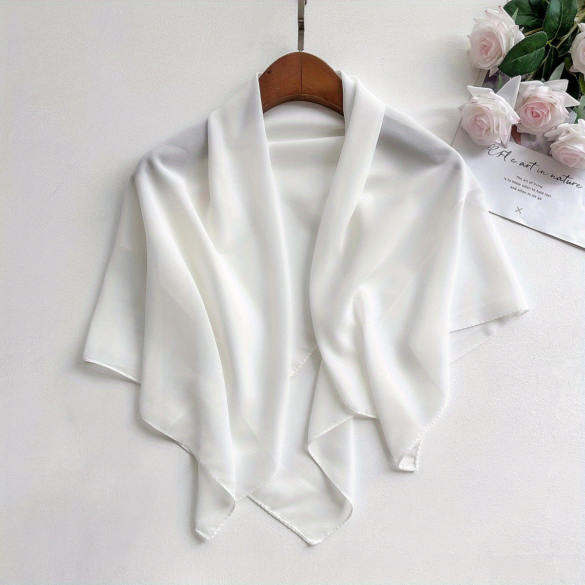 Chiffon Shawl Soft Silky Square Scarf Breathable Sunscreen Wrap
