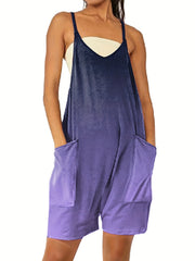  Ombre Print V Neck Cami Romper With Pockets