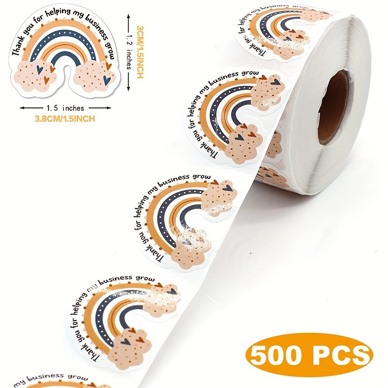 500 Rainbow Thank You Stickers Roll for Gift Decoration