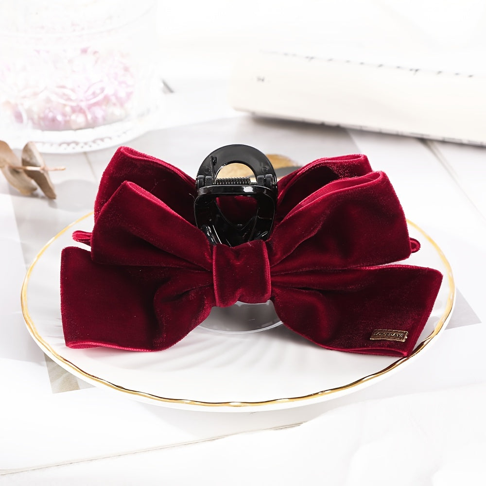 Velvet Bow Hair Claw Clip Non Slip Strong Hold Grip Hair Jaw Clip