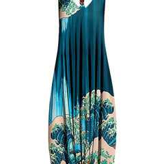  Graphic Print Drop Crotch Jumpsuit