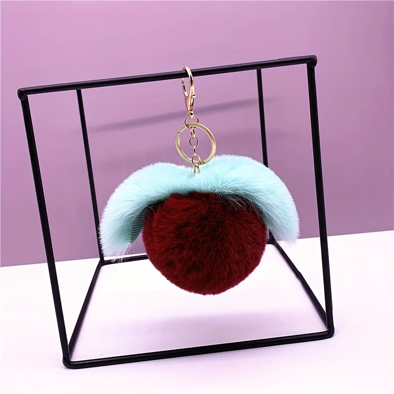 Plush Ball Pendant Faux Rabbit Fur Pompom Key Ring Car Keychain Bag Hanging