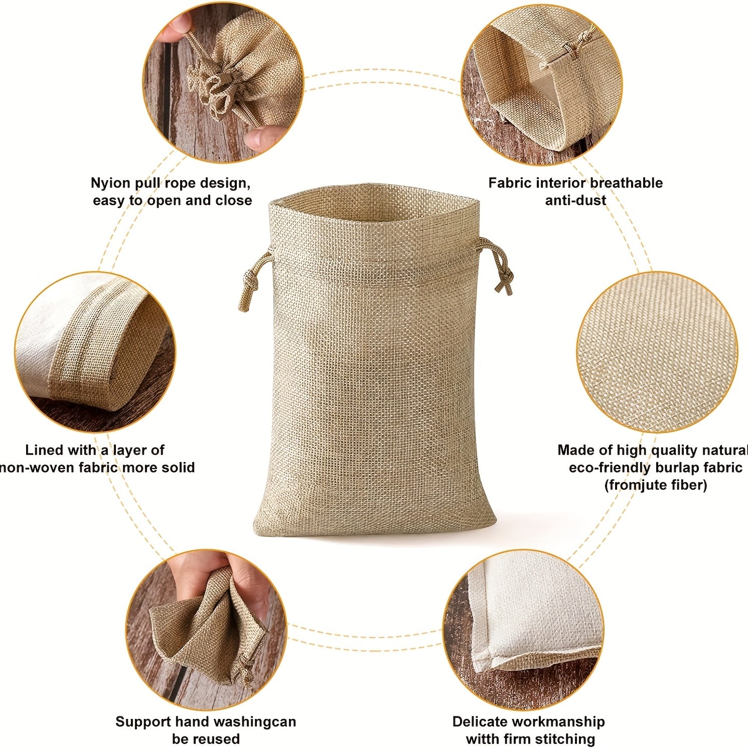 25 Reusable Burlap Gift Bags w/ Drawstring Small Party Bags Foldable Versatile