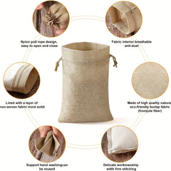 25 Reusable Burlap Gift Bags w/ Drawstring Small Party Bags Foldable Versatile