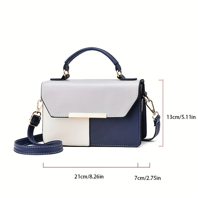 Contrast Crossbody Bag Stitching Square Handbag Women's Shoulder Purse