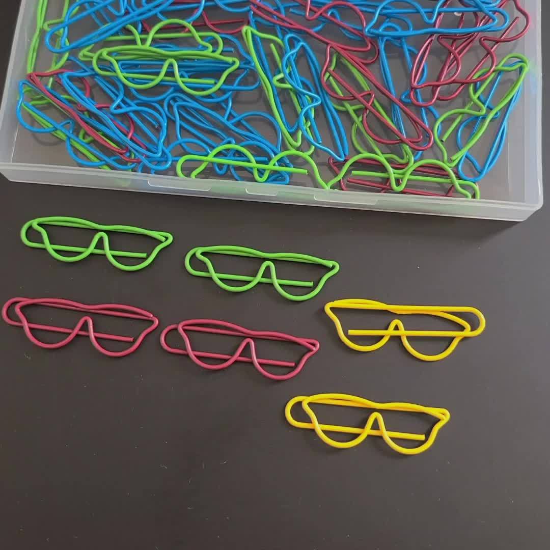 20pcs or 50pcs Mixed Glasses Shaped Paper Clips Bookmark Clips Metal Paper Files