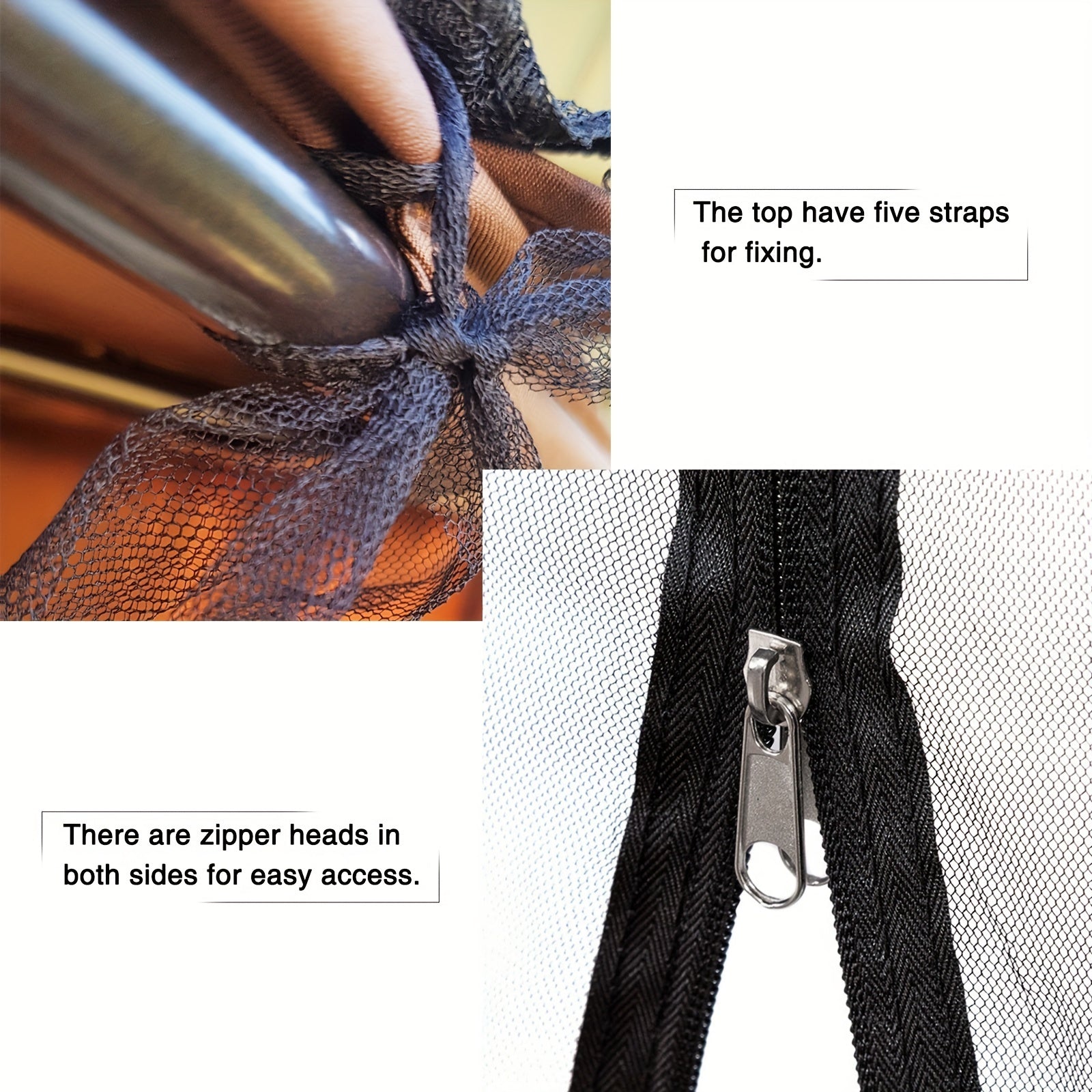 Waterproof Swing Mosquito Net with Zipper Durable Polyester Mesh