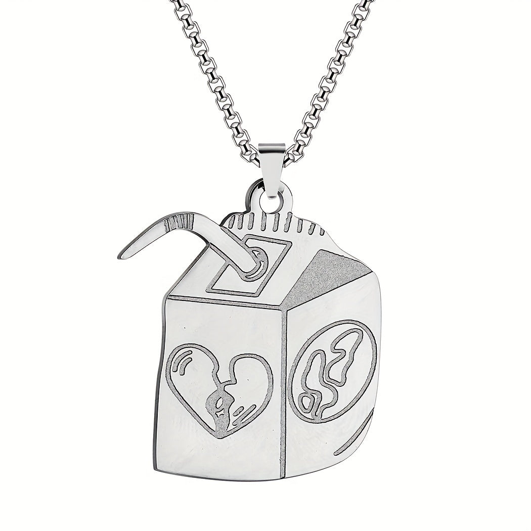Juice Box Stainless Steel Pendant Necklace Unisex Choker