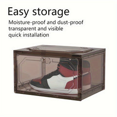 Plastic Stackable Shoe Rack Box with Door for Entryway