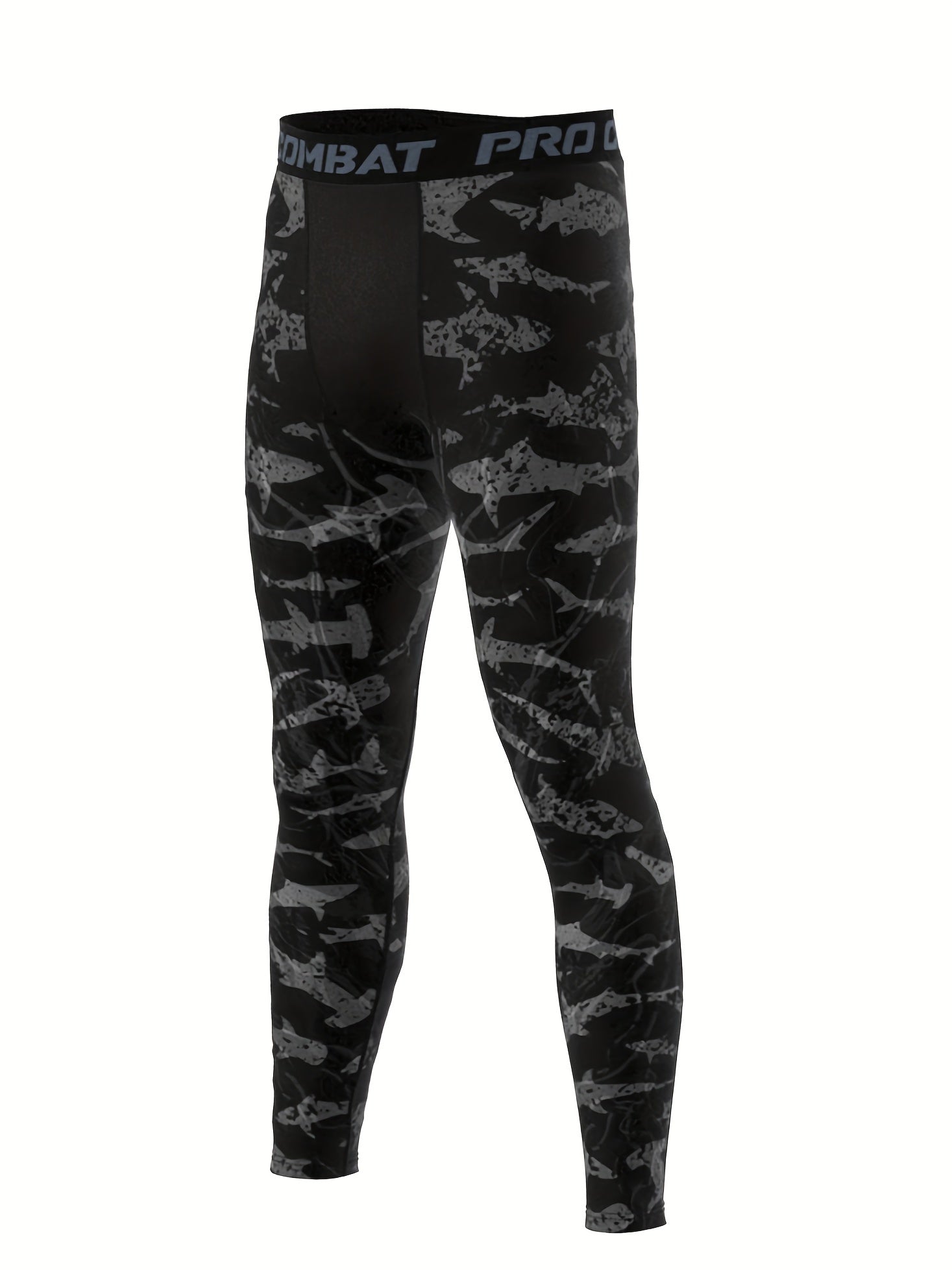 Shark Print Compression Leggings for Men - Quick Drying Base Layer Pants