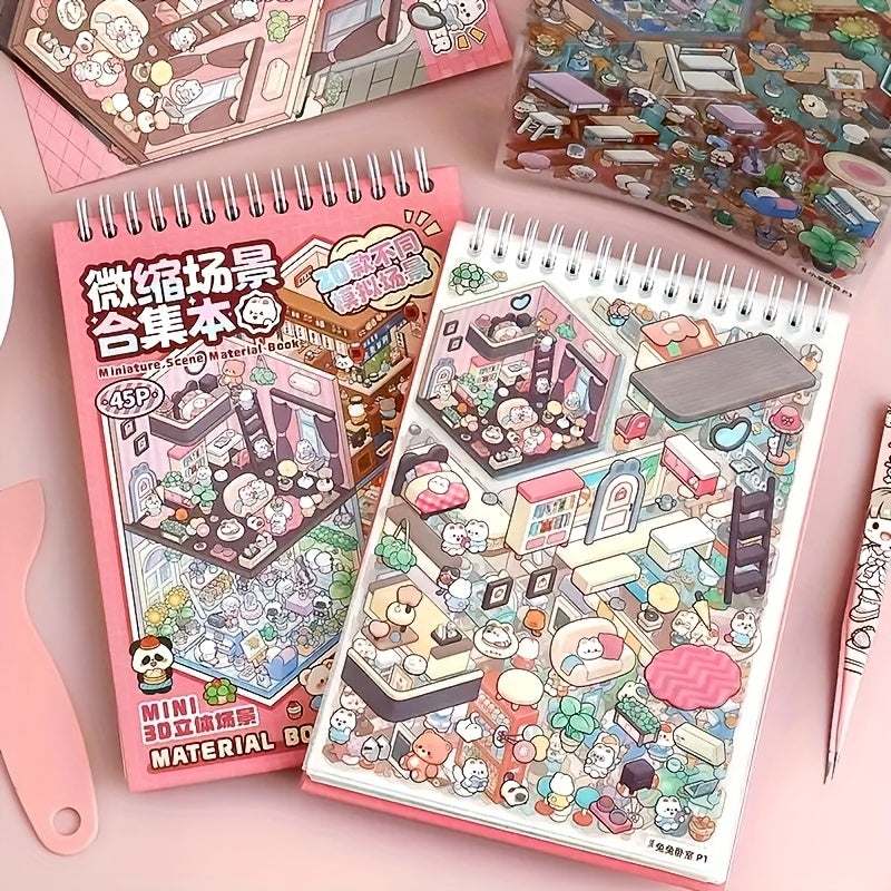 20 Scene Backdrops 25 Die Cut Stickers 1 Tweezers Mini 3D Scene Collection