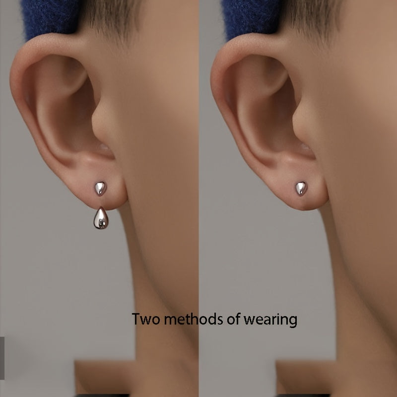 Retro Water Drop Ear Studs Men's Earrings Hip Hop Style