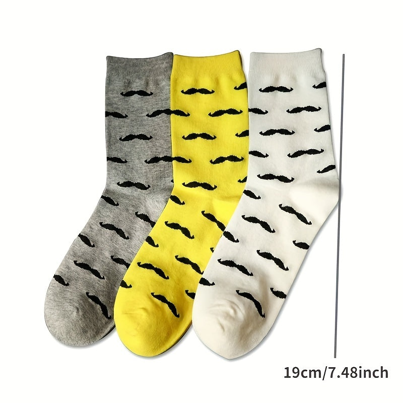 Men's Mustache Print Casual Cotton Socks